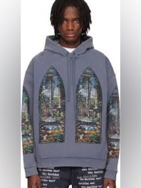 Who Decides War Hoodie with Stained Glass Print Who Decides War Apparent Hoodie